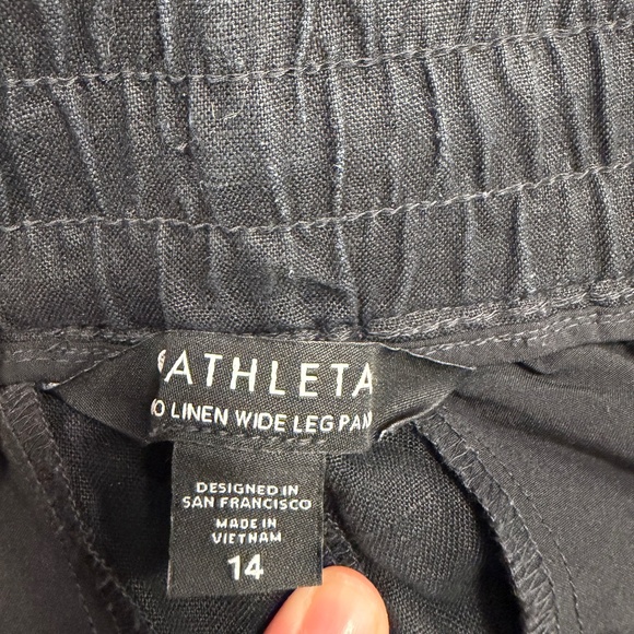 Athleta Wide Leg 100% Linen Pants Size 14 - Picture 3 of 7